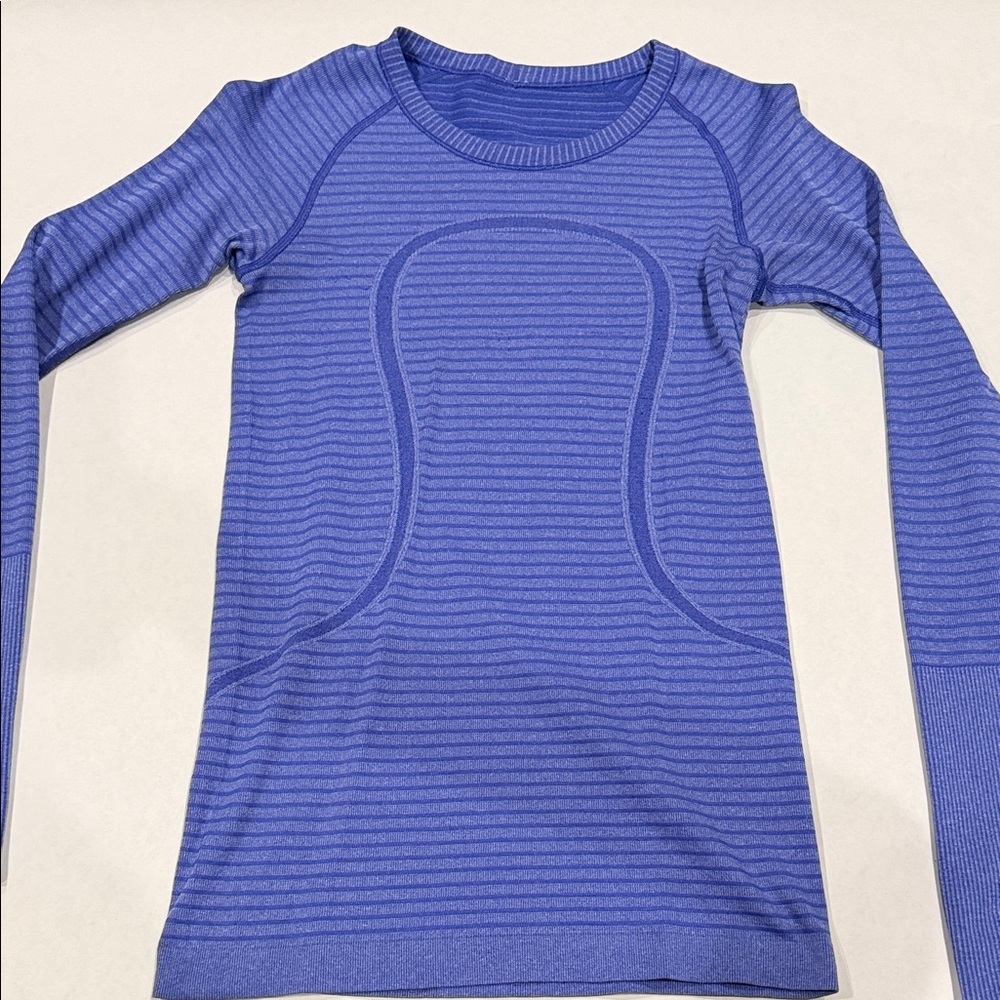 Lululemon Purple Striped Swiftly Tech Long Sleeve